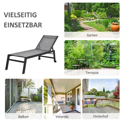 Sonnenliege Gartenliege Relaxliege 5-stufige Rückenlehne Gartenmöbel Alu Grau