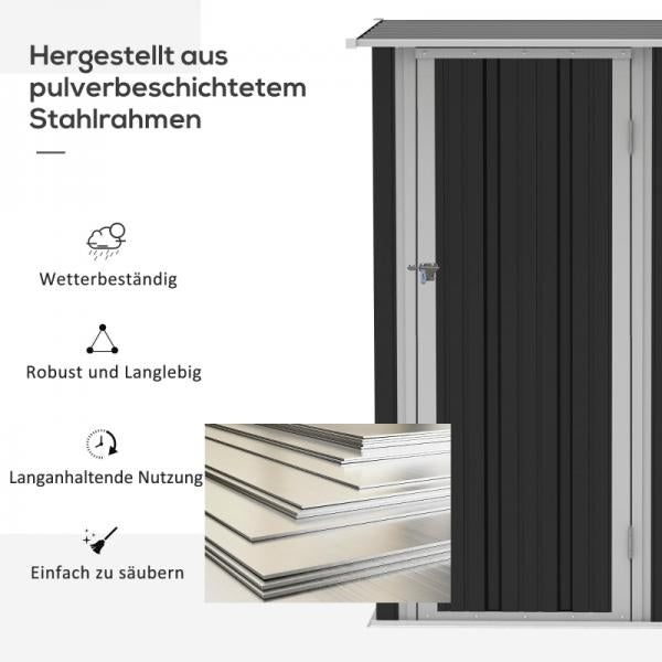 Gerätehaus Gartenhaus Geräteschuppen mit Tür Outdoor Stahl Dunkelgrau - Palo24