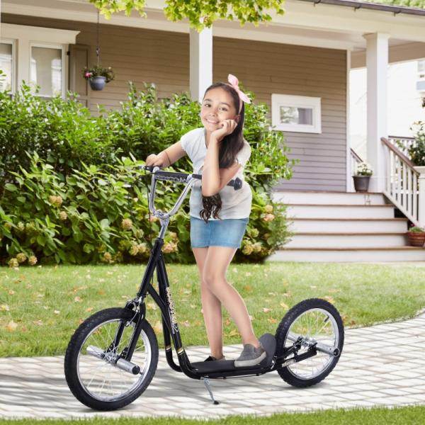 Kinderroller mit Luftreifen Tretroller Cityroller Kickboard Höhenverstellbar Schwarz - Palo24
