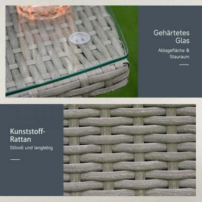 Gartensitzgruppe 3-tlg. Rattenmöbel Polyrattan Set grau - Palo24