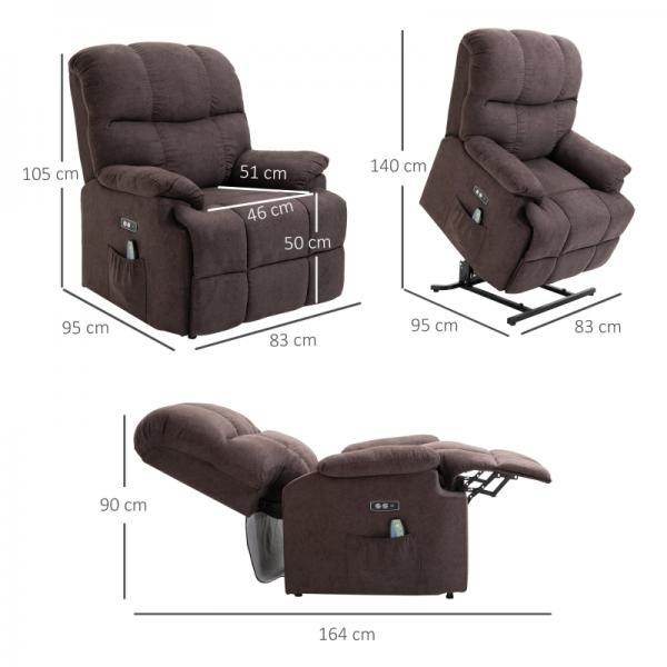 Massagesessel mit Wärmefunktion USB-Anschluss Braun - Palo24