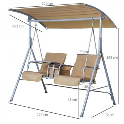 Hollywoodschaukel Gartenschaukel mit Sonnendach 2-Sitzer Beige - Palo24