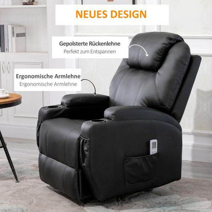 Massagesessel Elektrisch Massagefunktion Liegefunktion Schaumstoff Schwarz - Palo24