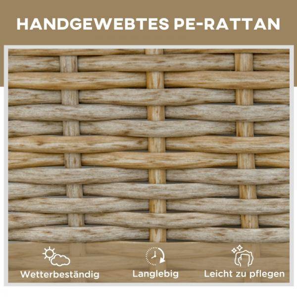 Sonnenliege Gartenliege mit Rollen Kissen 4-stufig verstellbar Rattanliege Stahl Natur+Khaki - Palo24