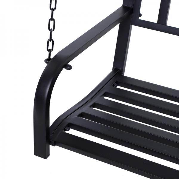 Hängebank 2-Sitzer Gartenschaukel Schaukelbank Schwebebank mit Ketten Metall Schwarz - Palo24