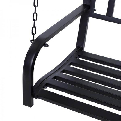 Hängebank 2-Sitzer Gartenschaukel Schaukelbank Schwebebank mit Ketten Metall Schwarz - Palo24
