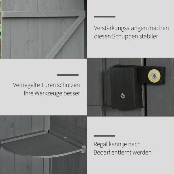 Gartenhaus Gerätehaus Geräteschuppen mit Fachböden Holz Grau - Palo24