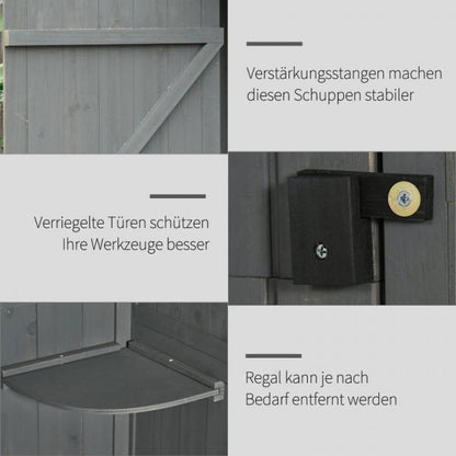 Gartenhaus Gerätehaus Geräteschuppen mit Fachböden Holz Grau - Palo24