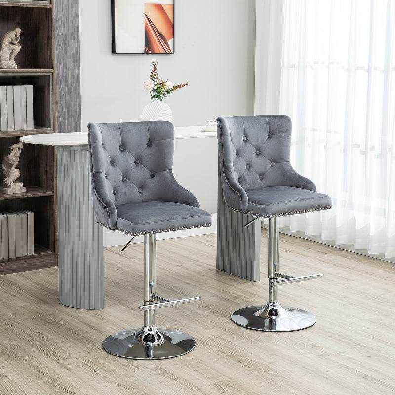 2er Set Barhocker höhenverstellbar Grau - Palo24