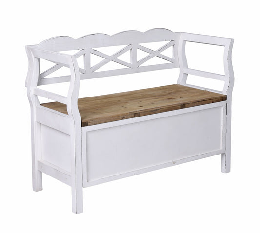 PANCA VINTAGE STILE COUNTRY CASSETTIERA PANCA IN LEGNO SEDILE CASSETTIERA