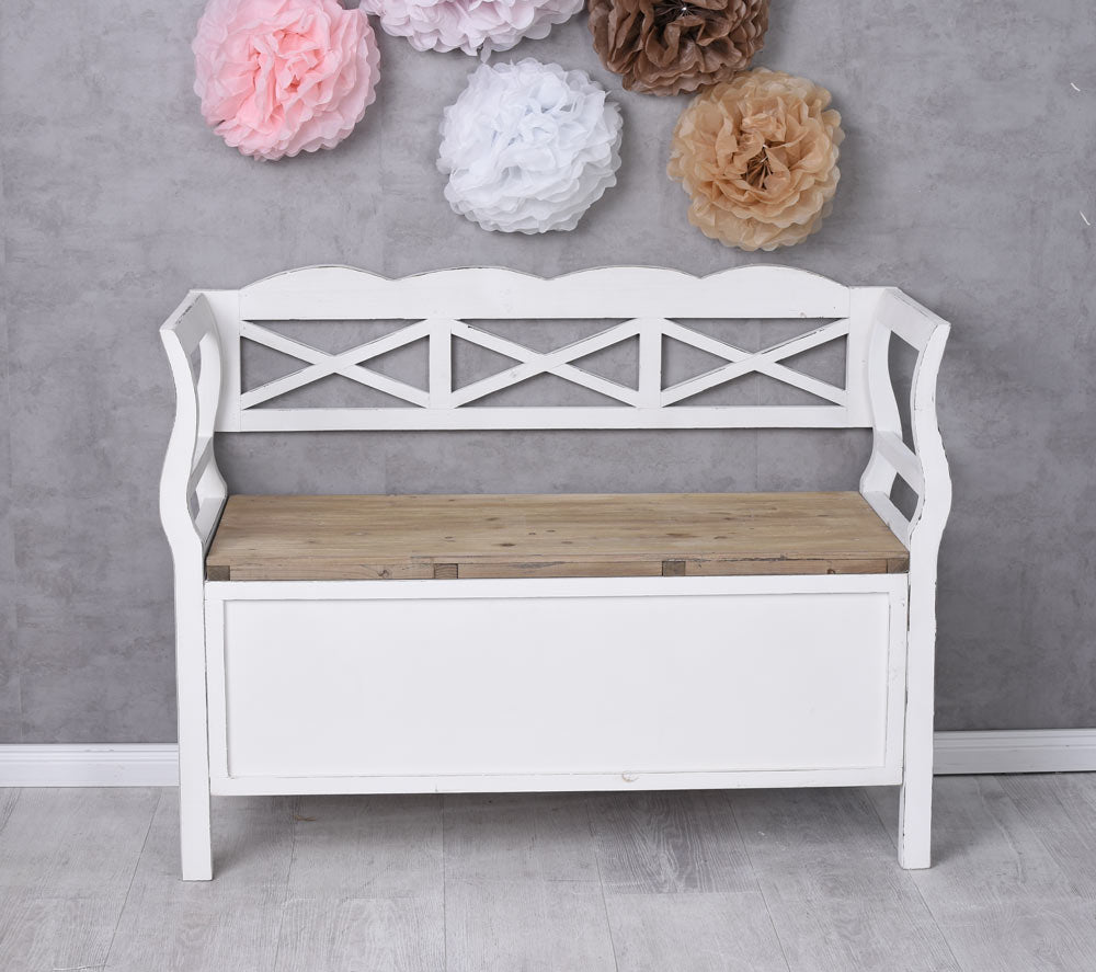 BANC VINTAGE STYLE MAISON DE CAMPAGNE COFFRE BANQUETTE EN BOIS SIÈGE COFFRE