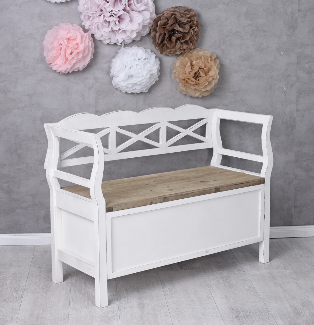 BANC VINTAGE STYLE MAISON DE CAMPAGNE COFFRE BANQUETTE EN BOIS SIÈGE COFFRE