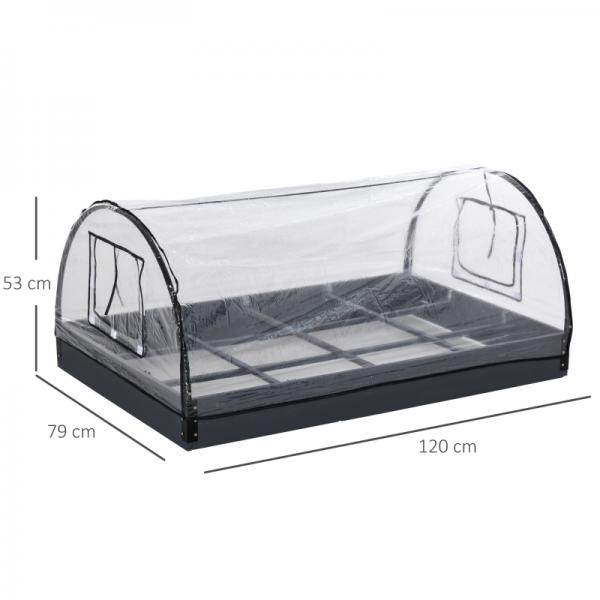 Gewächshaus mit Fenster 12 Gitter Treibhaus Tomatenhaus Frühbeet PVC Stahl Transparent 120 x 79 x 53 cm - Palo24