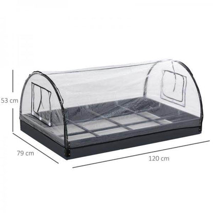 Gewächshaus mit Fenster 12 Gitter Treibhaus Tomatenhaus Frühbeet PVC Stahl Transparent 120 x 79 x 53 cm - Palo24