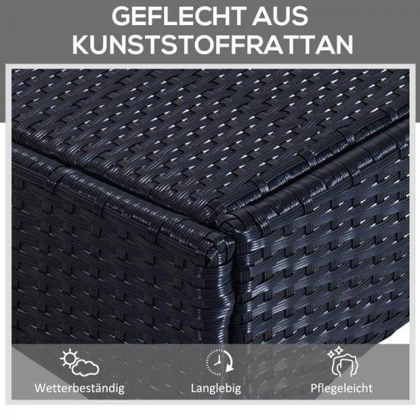 Sonnenliege Tisch 3er Set Gartenmöbel Polyrattan Schwarz - Palo24