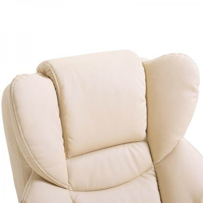 Relaxsessel mit Hocker, Liegefunktion, drehbar, bis 160 kg, Kunstleder creme - Palo24