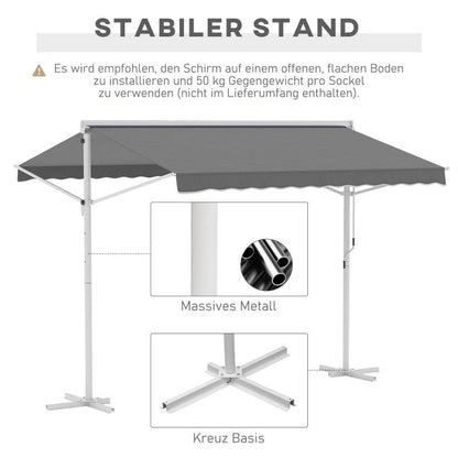 Standmarkise Gartenmarkise mit Faltarm Grau 3m x 3m - Palo24