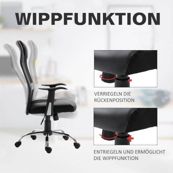 Bürostuhl Drehstuhl höhenverstellbar ergonomisch PU schwarz - Palo24