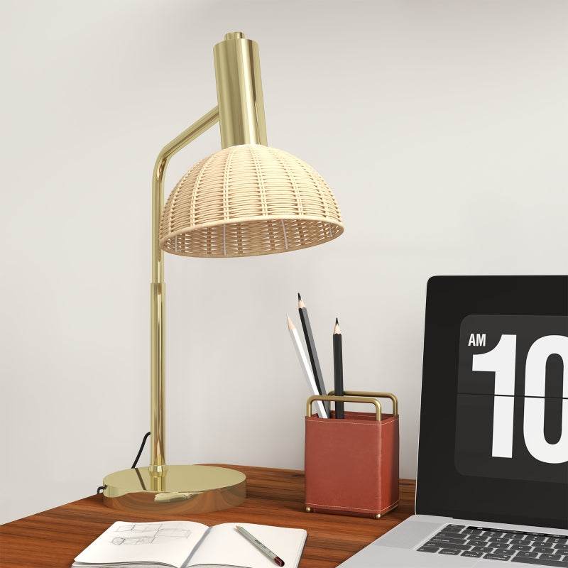 Tischlampe inkl. LED-Birne Bronze+Rattan - Palo24