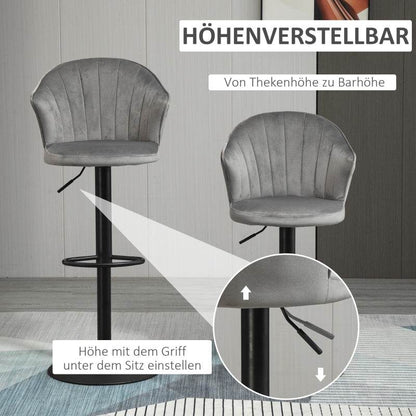 2er-Set Barhocker höhenverstellbarer Grau - Palo24