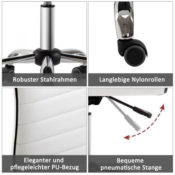 Friseurstuhl Salonstuhl Drehstuhl Höhenverstellbar, Weiss - Palo24