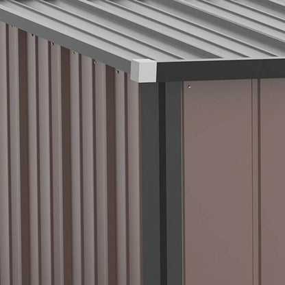 Gerätehaus mit Pultdach 1,34 m² Metall Gartenhaus Geräteschuppen verzinkter Stahl Braun - Palo24
