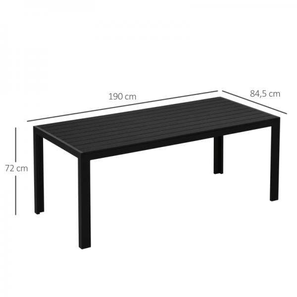 Gartentisch Aluminium Terrasse Holz-Kunststoff Polyholz schwarz - Palo24