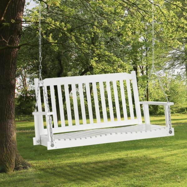 Gartenschaukel für 2 Personen Schaukelbank Hängebank Massivholz Patio Terrasse Hinterhof Weiss - Palo24