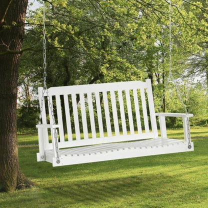 Gartenschaukel für 2 Personen Schaukelbank Hängebank Massivholz Patio Terrasse Hinterhof Weiss - Palo24