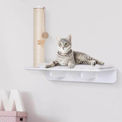 Katzenliege mit Kratzbaum, Katzenregal, MDF, Weiss - Palo24