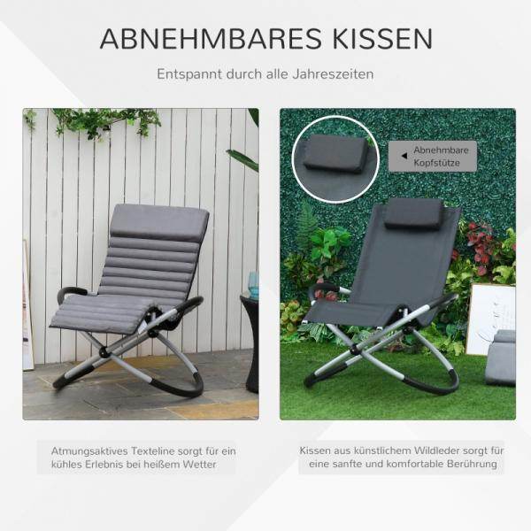 Schaukelstuhl ergonomischer 2 In 1 Schwingsessel Schaukelliege kugelförmig Dunkelgrau - Palo24