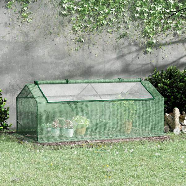 Foliegewächshaus mit Fenster Treibhaus Tomatenhaus Frühbeet 180 x 90 x 70 cm Grün - Palo24