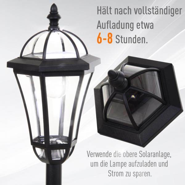 Gartenleuchte Solar Gartenlaterne 2er Set LED 6-8 Stdn. Edelstahl H129cm - Palo24