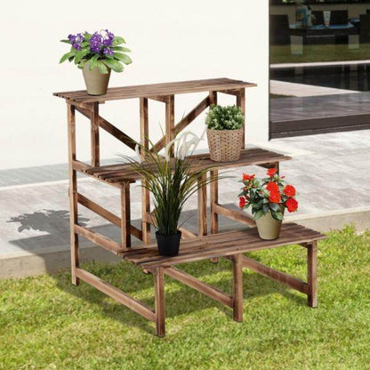 Pflanzentreppe Blumenregal Tannenholz 3 Stufen L80 x W80 x H80cm - Palo24