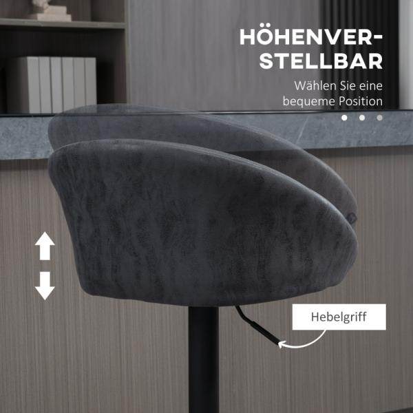 2er-Set Barhocker, höhenverstellbar, 360-Grad-Schwenk-Design, Grau - Palo24