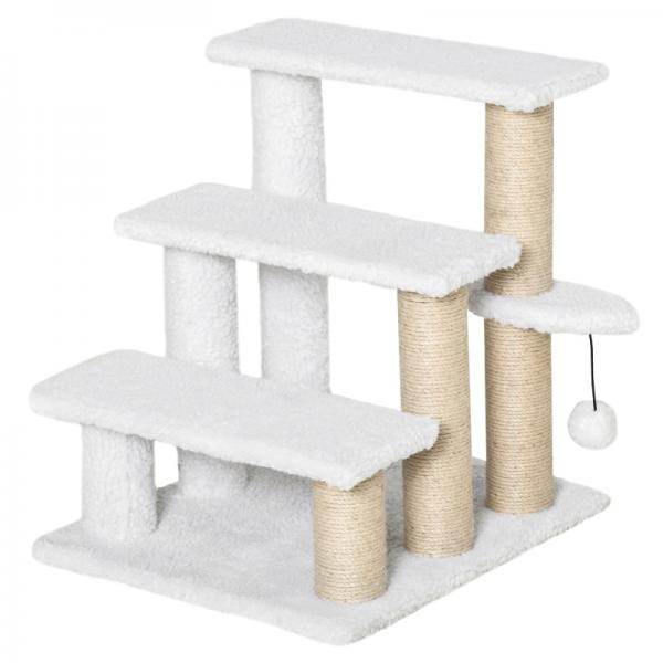 Haustiertreppe Ball 3-stufige Katzentreppe Hundetreppe Tiertreppe Weiss - Palo24