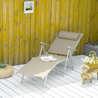 Sonnenliege Liegestuhl Gartenliege Strandliege mit Kopfkissen faltbar Netzstoff Metall Grau+Silber - Palo24
