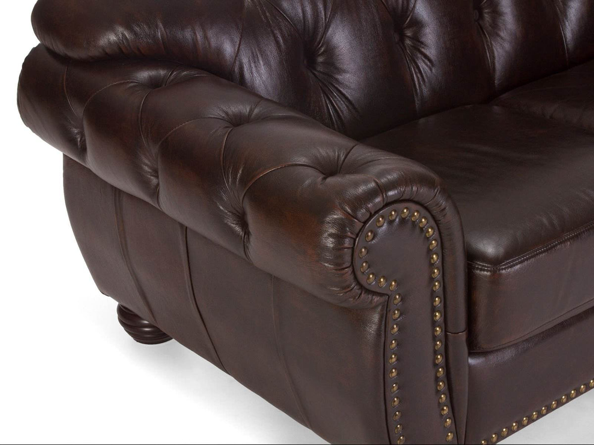 Sofa Chesterfield Hereford 3-Sitzer Echtleder braun - Palo24