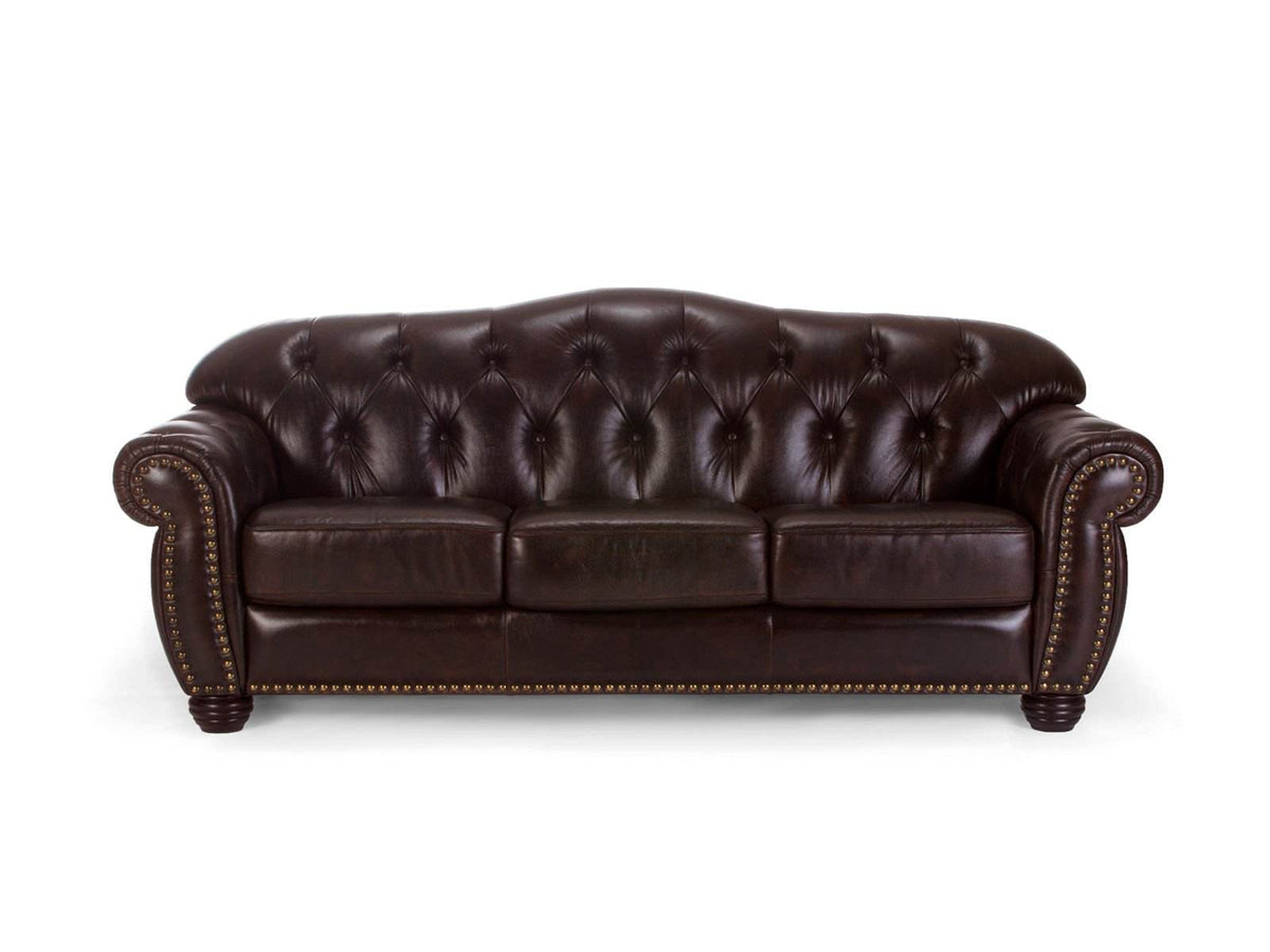 Sofa Chesterfield Hereford 3-Sitzer Echtleder braun - Palo24