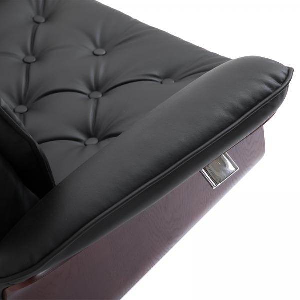 Relaxsessel mit Hocker Fernsehsessel PU-Bezug Holzverkleidung Metallfuss Schwarz - Palo24