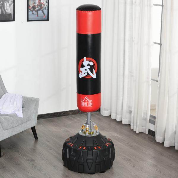 Standboxsack Erwachsene Freistehender Boxtrainingsgerät mit Saugfuß Schwarz+Rot - Palo24