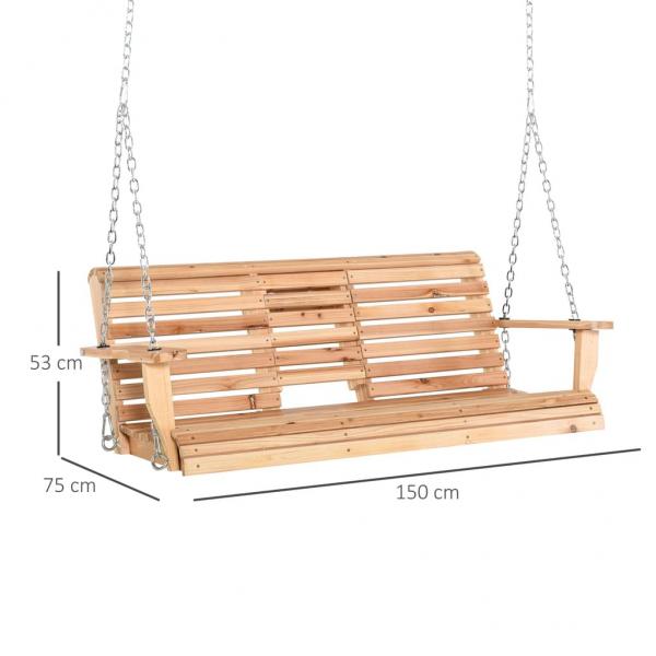 Gartenschaukel 2-3 Personen Tannenholz Patio 150 x 75 x 53 cm Natur - Palo24