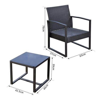 5 tlg Sitzgruppe Polyrattan Gartenset mit Kissen Schwarz - Palo24