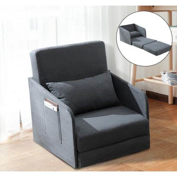 Schlafsofa Sofabett Waschbarer Bezug 2 Seitentaschen Kissen Metall Grau - Palo24