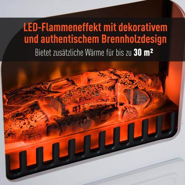 Elektrokamin Kaminofen Metall Glas Weiss - Palo24