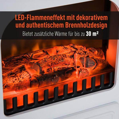 Elektrokamin Kaminofen Metall Glas Weiss - Palo24
