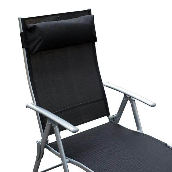 Sonnenliege klappbar mit Kissen Schwarz - Palo24