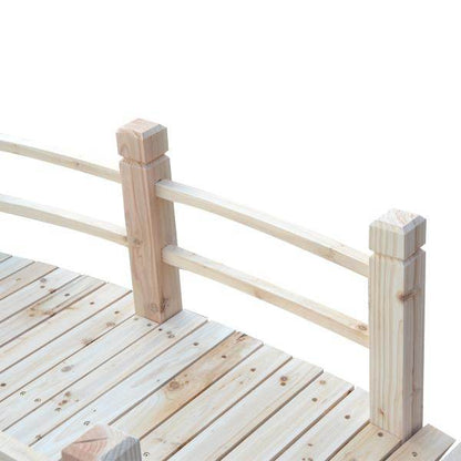 Gartenbrücke Holzbrücke Teichbrücke Zierbrücke mit Geländer bis 180 kg Tannenholz Natur - Palo24