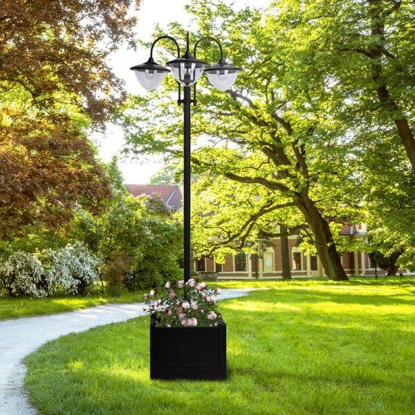 Solarleuchte Gartenlicht 3-köpfige Lampe mit Blumentopf-Basis Wasserdicht Edelstahl 60 x 55 x 189 cm - Palo24