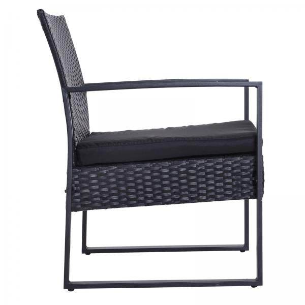 5 tlg Sitzgruppe Polyrattan Gartenset mit Kissen Schwarz - Palo24